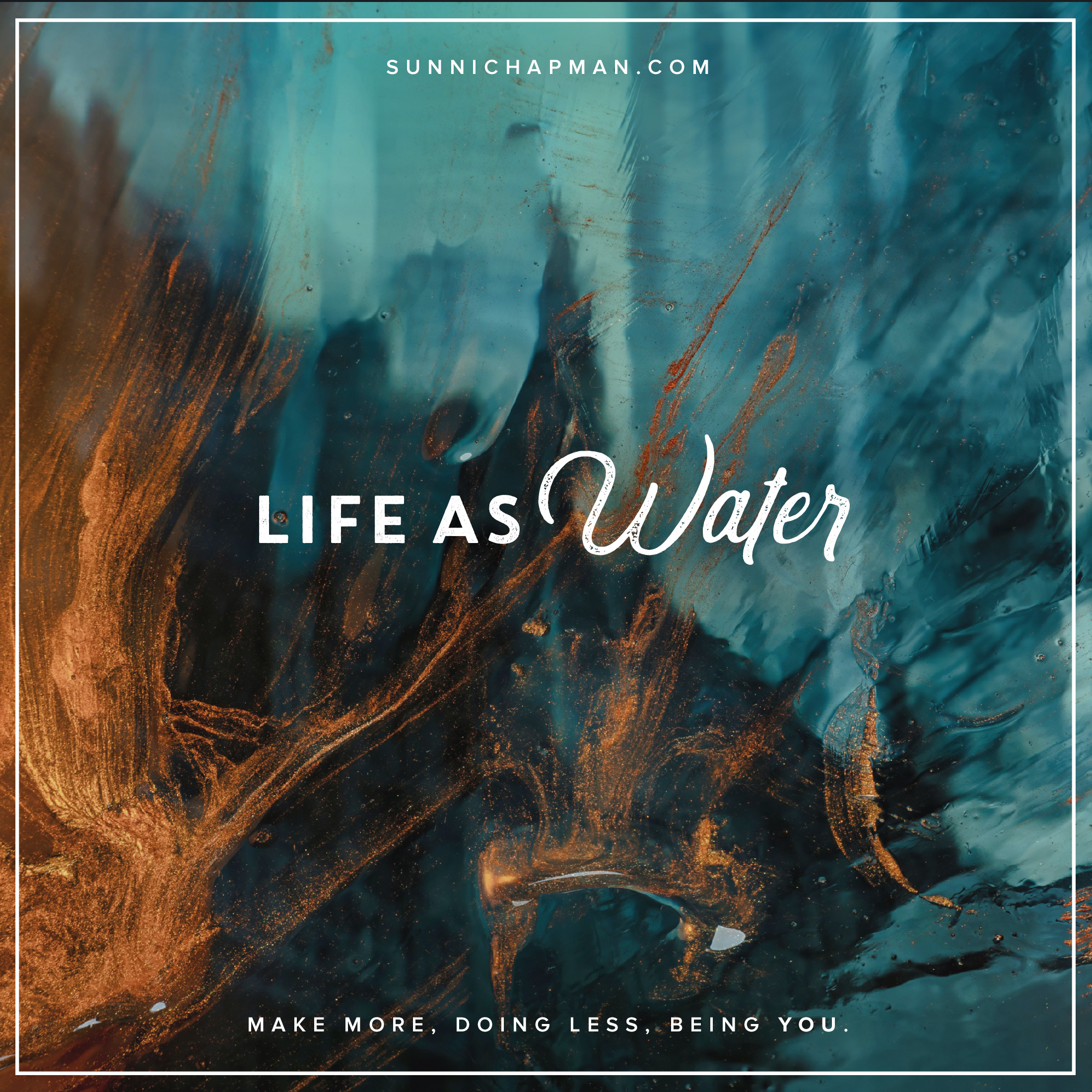 Artistic background with waves, and text over it that says Life As Water