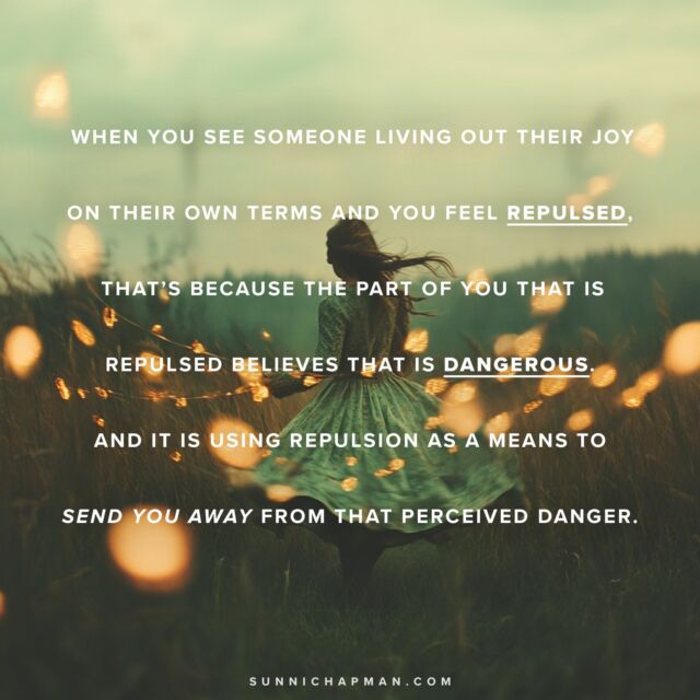 It’s doing that because that part of you believes it is dangerous not to please others first, not to be what others want you to be, not to appear how they want you to appear, not to bow and shrink and perform and disappear in order to be safe, valuable, loved, accepted, successful and embraced.

So it HAS to be repulsive to you, so you can stay away from that threat. But you may have noticed it’s a momentary thing. It’s a constant swing between repulsed and attracted, pushed and pulled, magnetized and repelled as you try to make peace with this question that’s ALIVE in you: what if the unedited me could be loved too?? 🥹😏🤔😭

It CAN. But you first. 

Your unedited self won’t look like their unedited self, but it’s just as lovable. 

And you will see it when you are willing to hold the unedited you first, without demanding that others never leave you because of it.

Easier said than done, but so worth it. 💗💞
